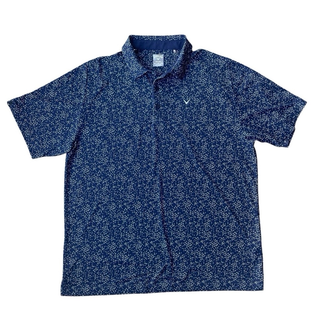Callaway Swing Tech Men’s Chevron Print Golf Polo Size XL Navy White